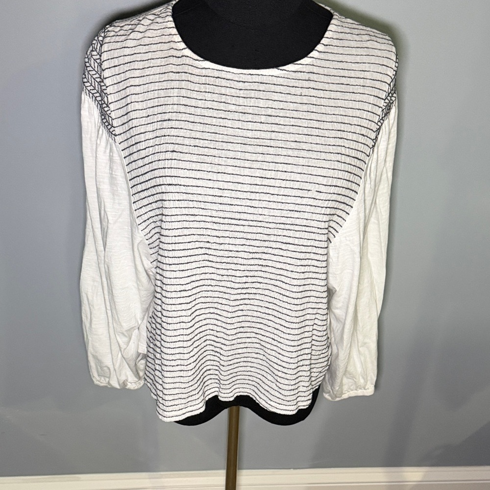 Anthropologie Black and White Striped Blouse